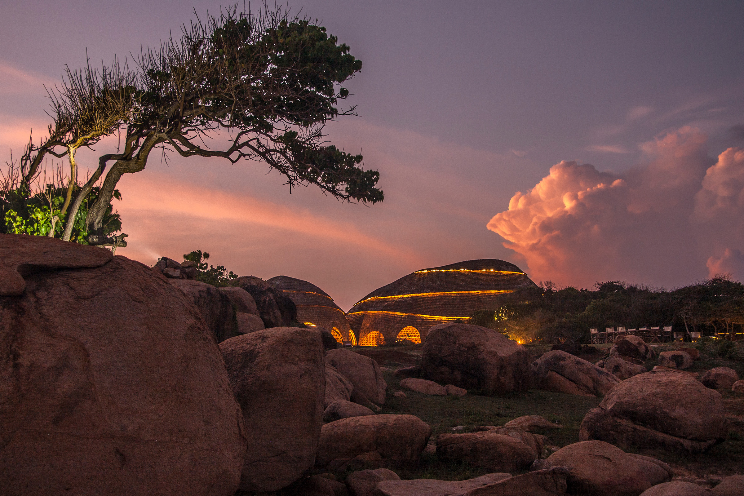 Bamboo domes at wild coast tented lodge in yala national park sri lanka by nomadic resorts